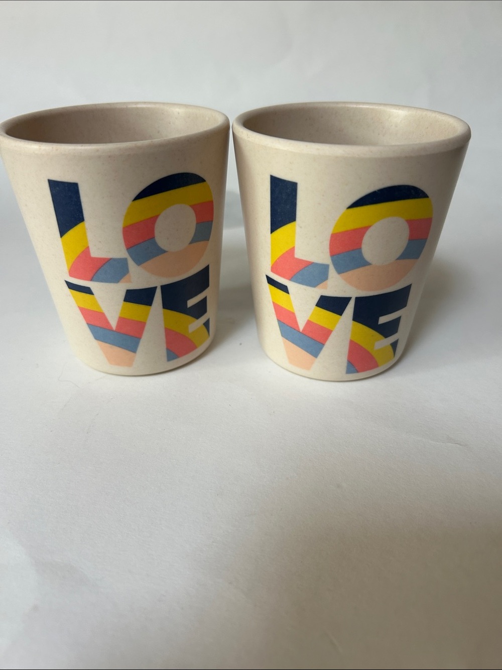 Set of 2 Pillowfort LOVE Striped Ceramic Mugs